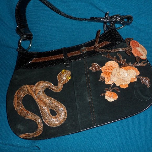 Tosca Blu Snakeskin Suede Purse - Picture 1 of 9